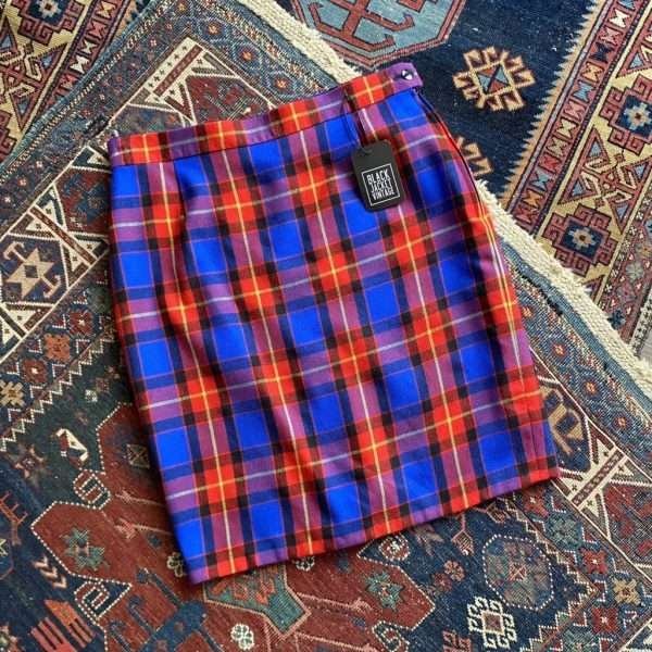 1990s Vintage Escada Bright Check Pencil Skirt. UK 14.