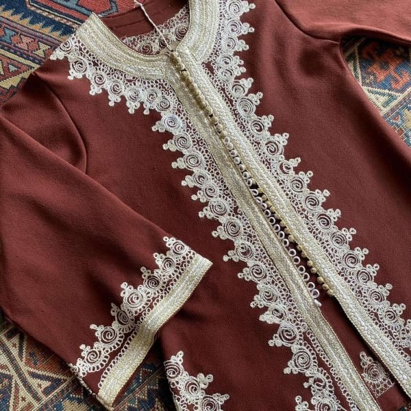 1960s Vintage Jacket with Gold Tambour Embroidery Trim. UK 10-12. - Image 2