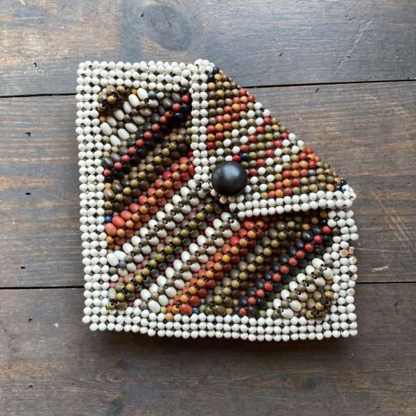 Antique 1930s/40s Art Deco Wooden Beaded Clutch Bag.