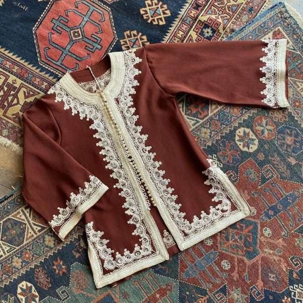 1960s Vintage Jacket with Gold Tambour Embroidery Trim. UK 10-12.