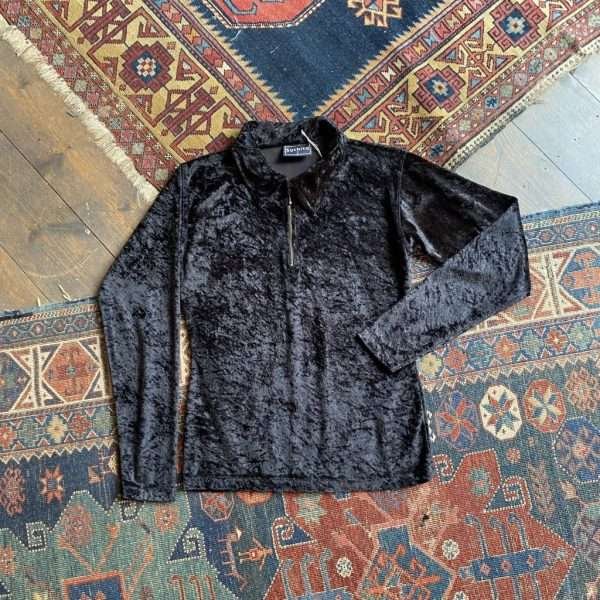 Early 1990s ‘Suchita’ Crushed Velour Quarter Zip Vintage Top. UK 12.