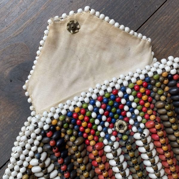 Antique 1930s/40s Art Deco Wooden Beaded Clutch Bag. - Image 4