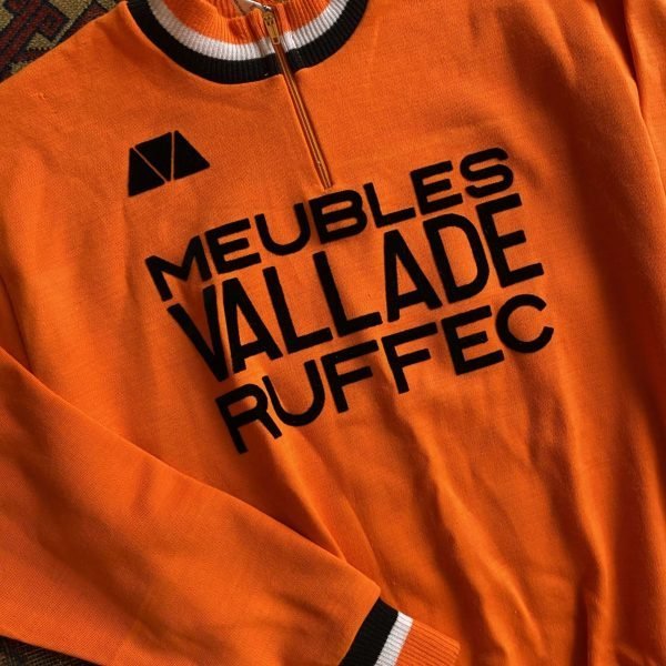 1960s/70s Flocked Zip Front French Vintage Cycle Jersey. Medium. - Image 2