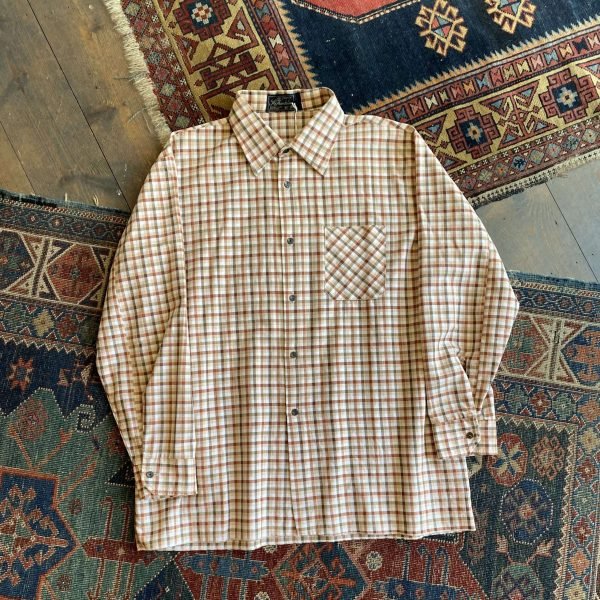 1970s Fir Franklin Clean Check Vintage Shirt. Size XL. - Image 4