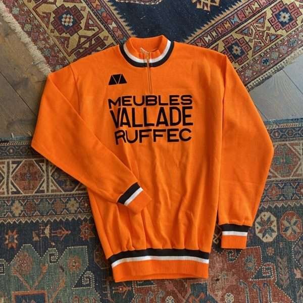 1960s/70s Flocked Zip Front French Vintage Cycle Jersey. Medium.