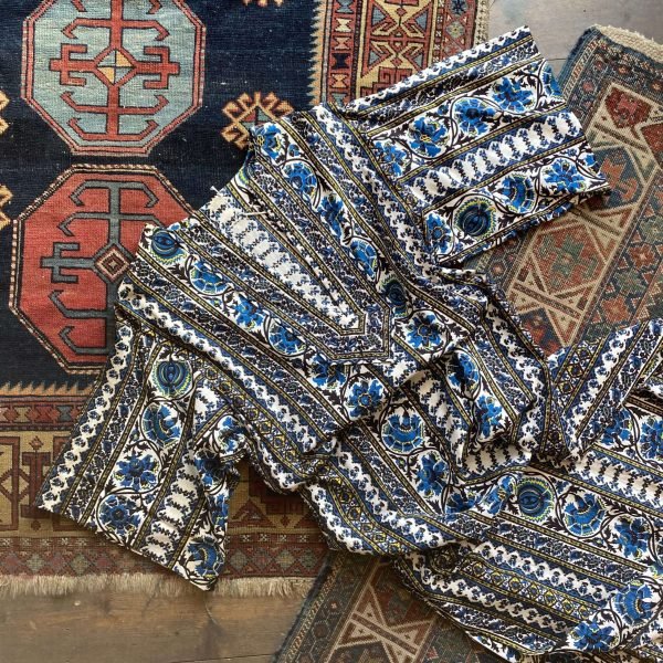 1970s Indian Block Print Cotton Vintage Kaftan. Size Medium. - Image 3