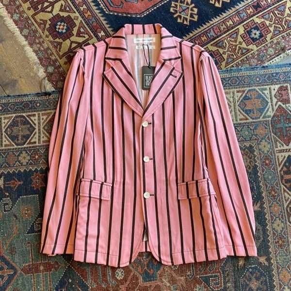 Early 1990s Comme des Garçons Stripe Boater Blazer. Large/42” Chest.