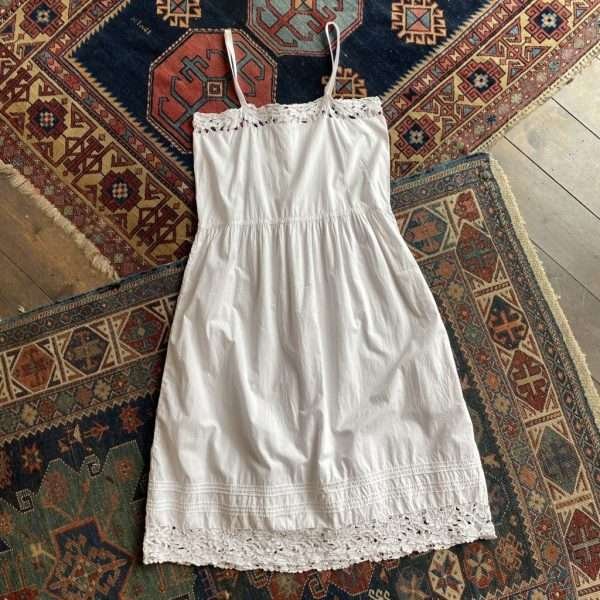 Early 1900s/1910s Antique French Cotton Lace Chemise. UK 10-12.