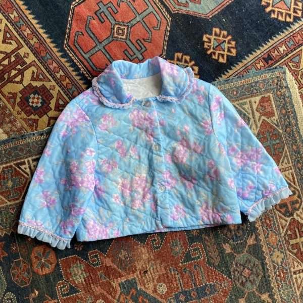 1960s Floral Quilted Vintage Bed Jacket. Medium/UK 10-12