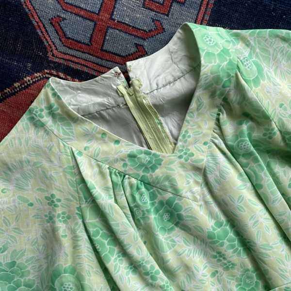 1970s Floral Gauze Overlay Vintage Maxi Dress. UK 12. - Image 5