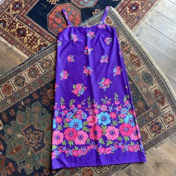 1960s Flower Power Strappy Vintage Maxi Dress. UK 14/40” Bust.