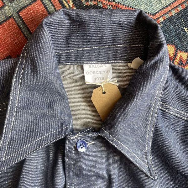 Rare Dated 1979 Guy Leroy Deadstock Indigo Denim Vintage Workwear Suit. 32” W Jeans/ XL Jacket. - Image 6