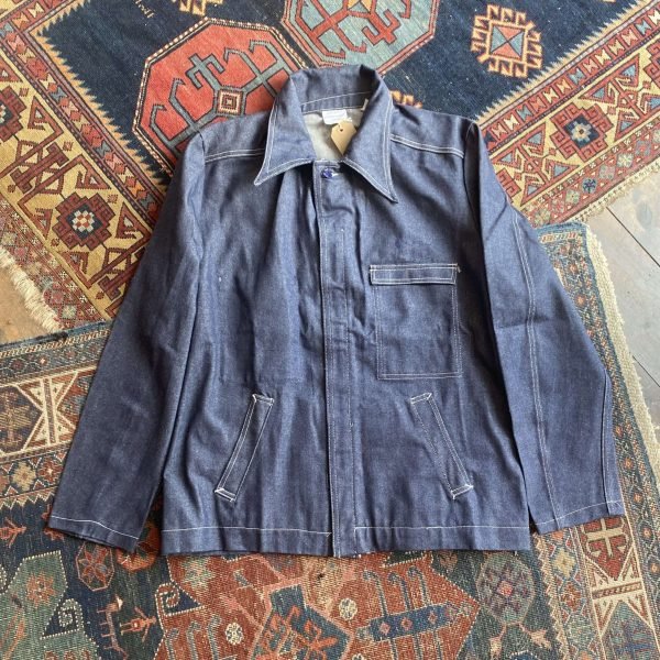 Rare Dated 1979 Guy Leroy Deadstock Indigo Denim Vintage Workwear Suit. 32” W Jeans/ XL Jacket. - Image 2