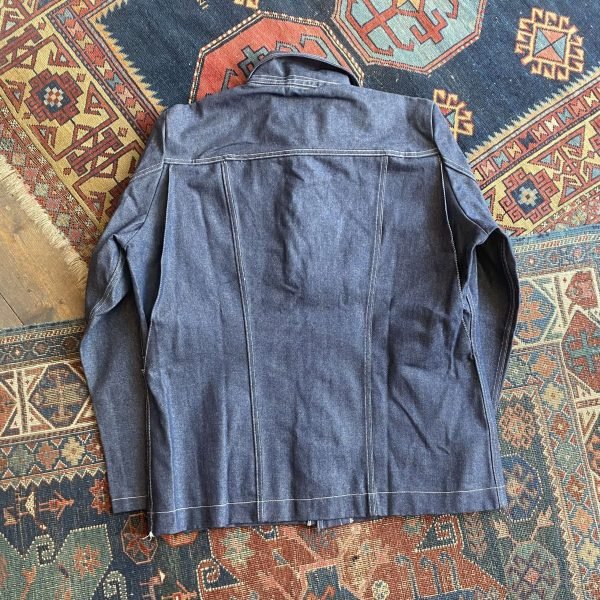 Rare Dated 1979 Guy Leroy Deadstock Indigo Denim Vintage Workwear Suit. 32” W Jeans/ XL Jacket. - Image 3