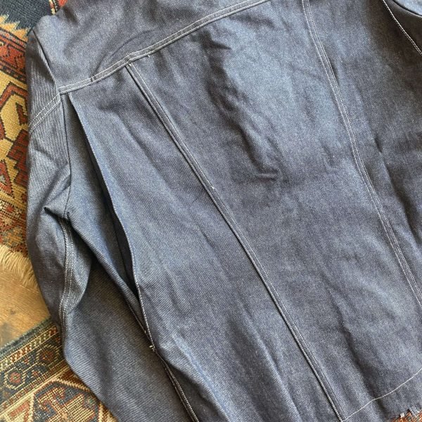Rare Dated 1979 Guy Leroy Deadstock Indigo Denim Vintage Workwear Suit. 32” W Jeans/ XL Jacket. - Image 4