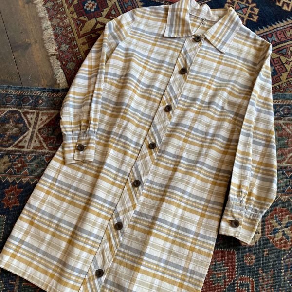 1970s Button Front Plaid Shirtwaister Vintage Mini Dress. XS/UK 8. - Image 4