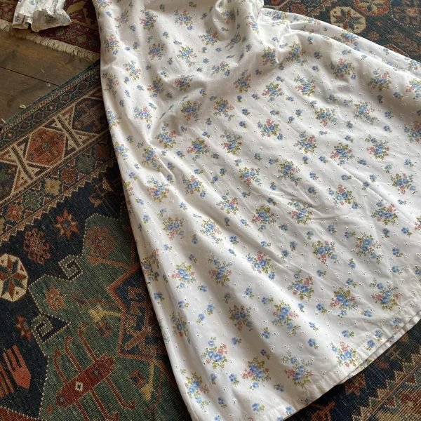 1970s Floral Broderie Anglaise Puff Sleeve Prairie Vintage Maxi Dress. UK 6/XXS. - Image 4