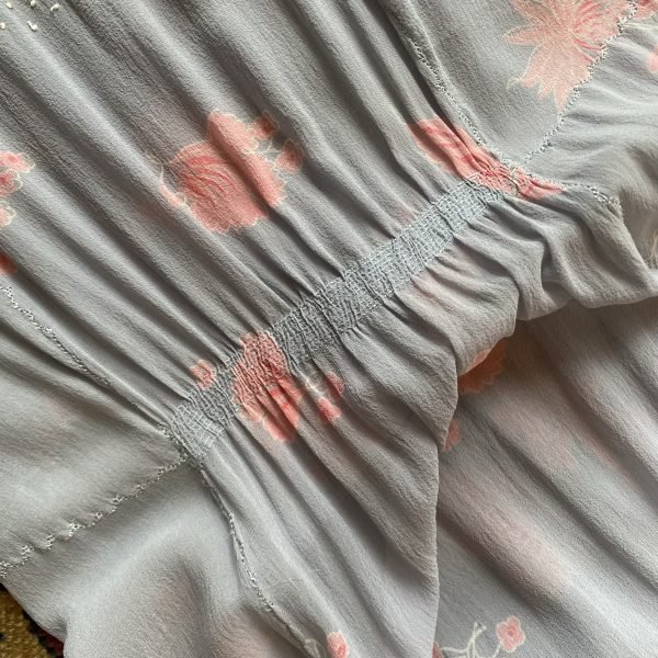 1930s Floral Silk Chiffon Ruffle Detail Antique Slip Dress. UK 8-10. - Image 4