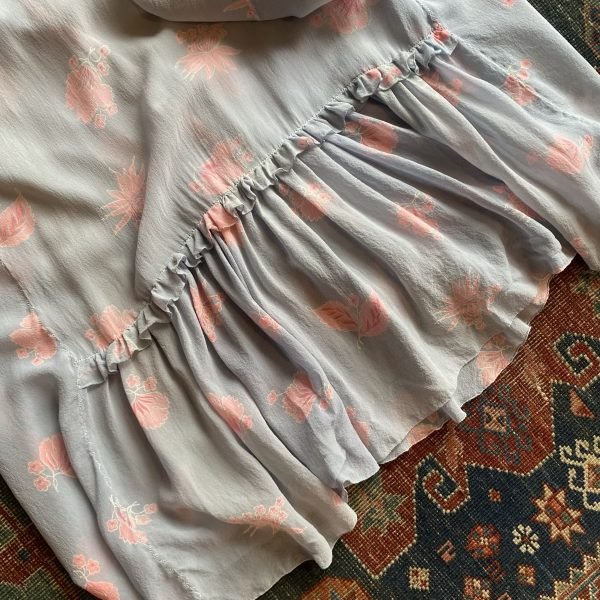 1930s Floral Silk Chiffon Ruffle Detail Antique Slip Dress. UK 8-10. - Image 6