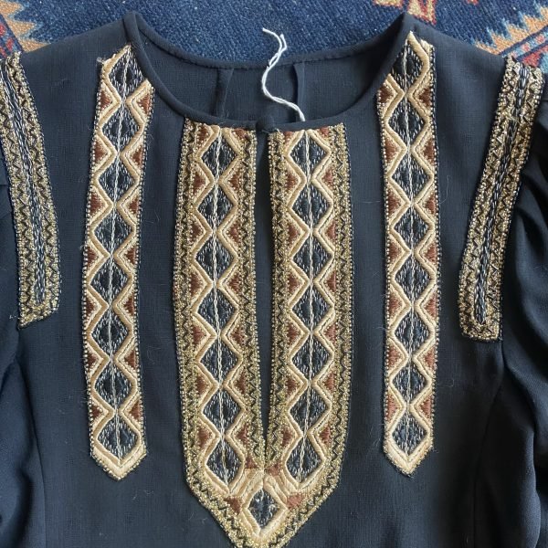 1970s Boho Beaded Trim Vintage Blouse. UK 8. - Image 3