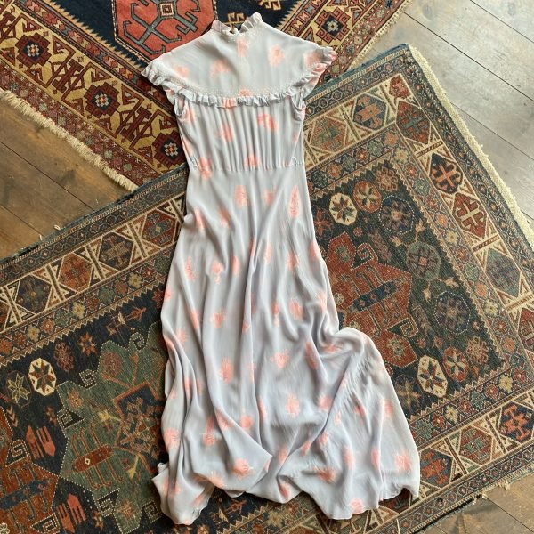 1930s Floral Silk Chiffon Ruffle Detail Antique Slip Dress. UK 8-10. - Image 7