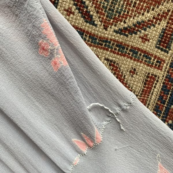 1930s Floral Silk Chiffon Ruffle Detail Antique Slip Dress. UK 8-10. - Image 9