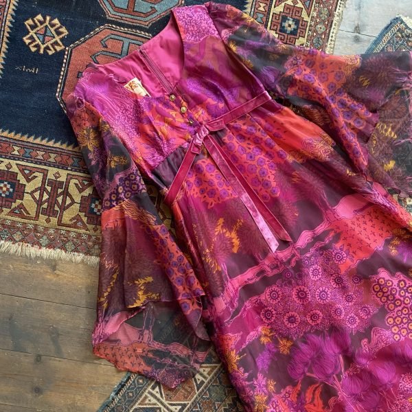 1970s Dollyrockers Floral Vintage Maxi Dress. UK 12. - Image 3