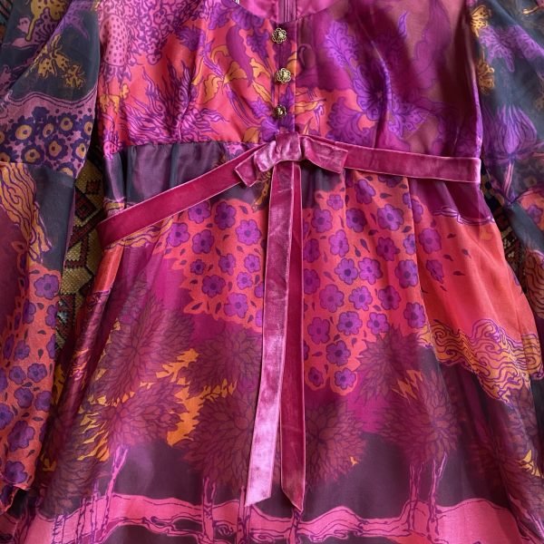 1970s Dollyrockers Floral Vintage Maxi Dress. UK 12. - Image 4