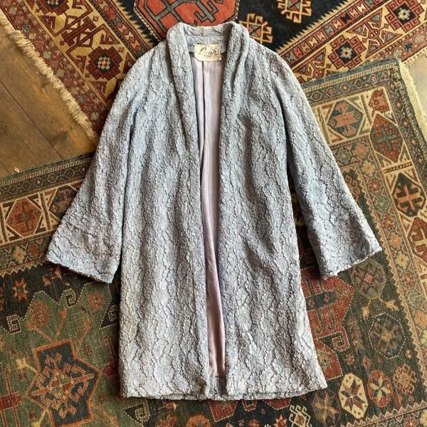 1960s Lydia of London Lace Vintage Duster Jacket. Small/UK 10.