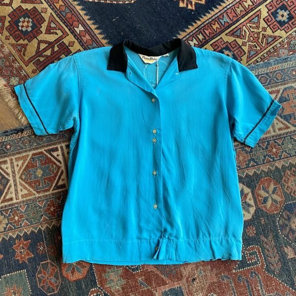 Rare 1960s Crown Prince Patch Girls Bowling Shirt. XS/UK 8. - Image 7