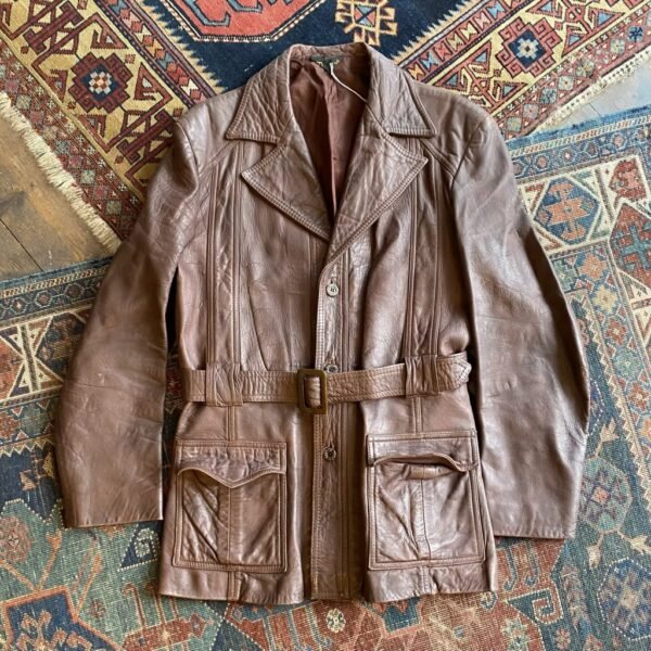 1970s Glenhusky of Scotland Vintage Leather Cruiser Jacket. Size Large.