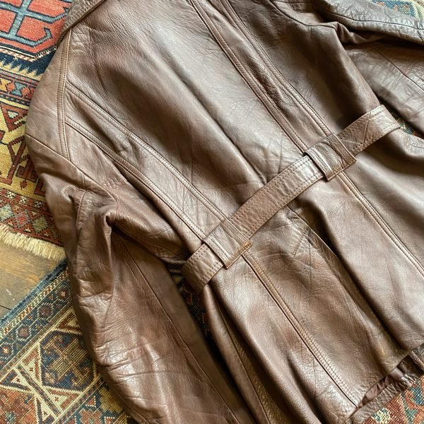 1970s Glenhusky of Scotland Vintage Leather Cruiser Jacket. Size Large. - Image 6