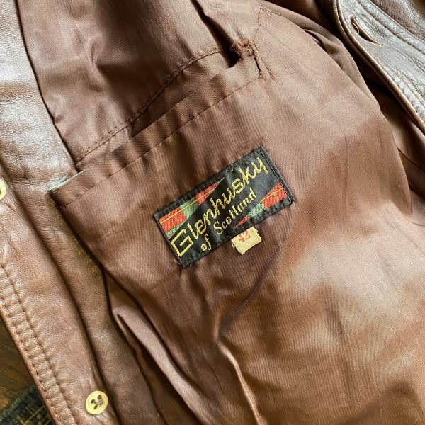 1970s Glenhusky of Scotland Vintage Leather Cruiser Jacket. Size Large. - Image 7