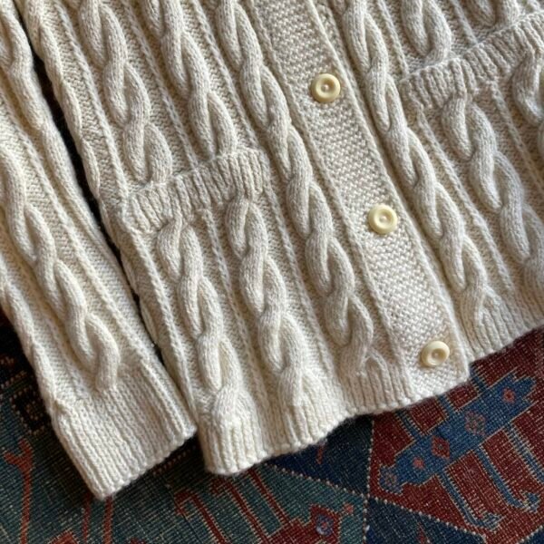 1970s Shawl Collar Cable Knit Vintage Cardigan. Size Small. - Image 5