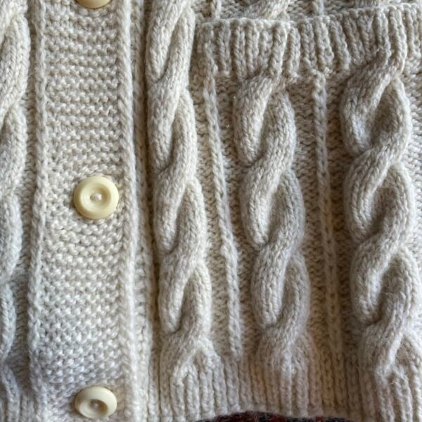 1970s Shawl Collar Cable Knit Vintage Cardigan. Size Small. - Image 4