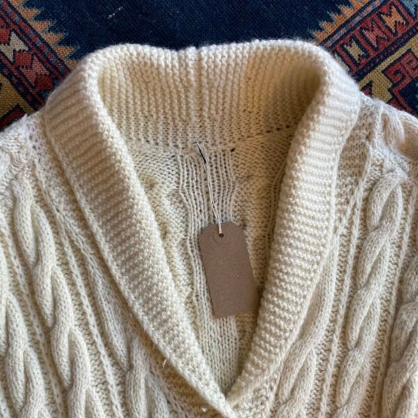 1970s Shawl Collar Cable Knit Vintage Cardigan. Size Small. - Image 3