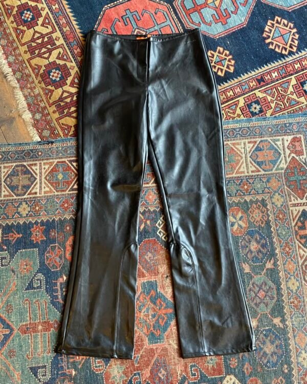 Y2K Deadstock Firetrap Low Waist PVC Bootcut Vintage Trousers. UK 12.