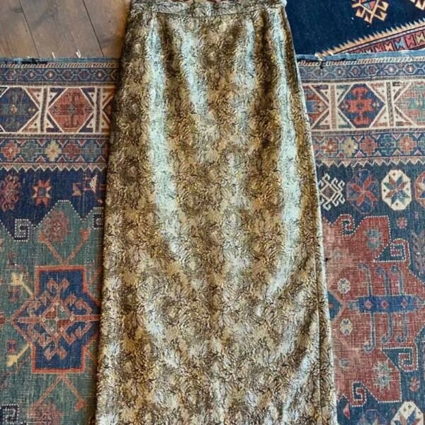 1970s Gold Floral Jacquard Lamé Vintage Maxi Skirt. UK 10.