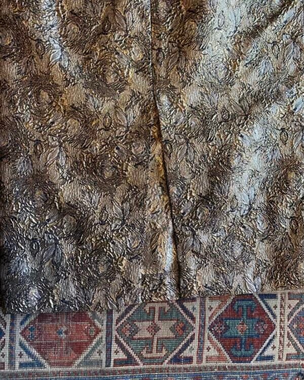 1970s Gold Floral Jacquard Lamé Vintage Maxi Skirt. UK 10. - Image 3