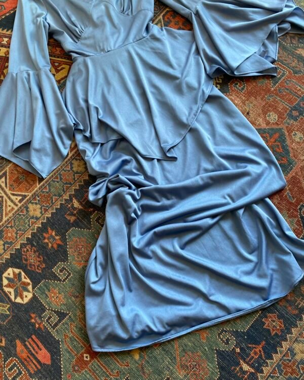 1970s Diolan Peplum Bell Sleeve Vintage Maxi Dress. UK Size 10. - Image 2