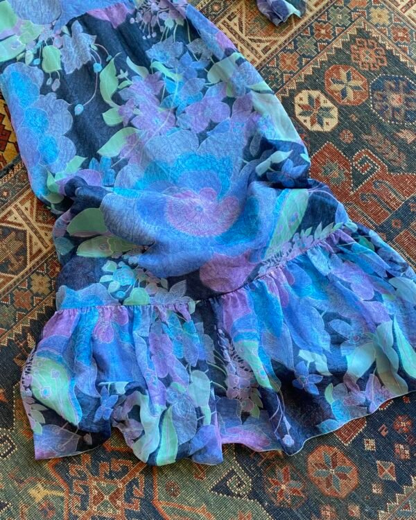 1960s early 1970s Floral Floaty Vintage Maxi Dress. UK 8. - Image 2
