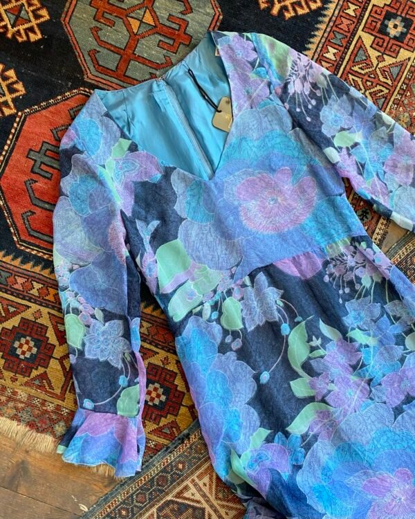 1960s early 1970s Floral Floaty Vintage Maxi Dress. UK 8. - Image 3