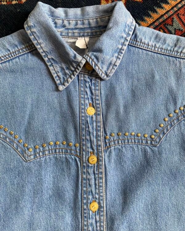 1980s/90s Stud Detail Western Style Vintage Shirt. Size Large. - Image 3