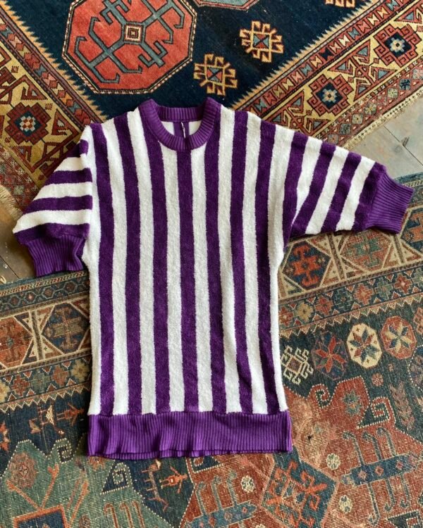 1990s Bold Stripe Vintage Terry Cloth Sweater. UK 10-12.