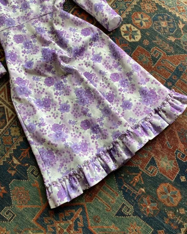 1970s Crimplene Floral Vintage Prairie Style Midi Dress. UK 8/XS. - Image 2