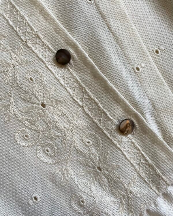 1970s Broderie Anglaise Woven Linen Vintage Summer Dress. UK 8-10. - Image 5