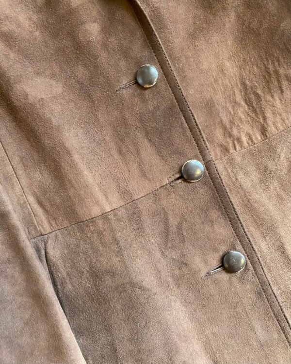 1970s Soft Suede & Coney Fur Trim Vintage Coat. UK 10-12. - Image 4