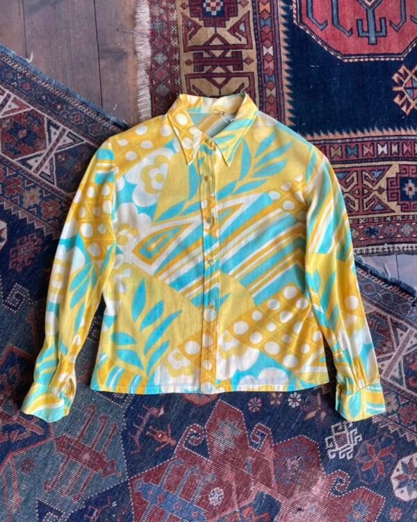 1960s Psychedelic Button Front Gauze Shirt. UK 8-10/Small. - Image 2