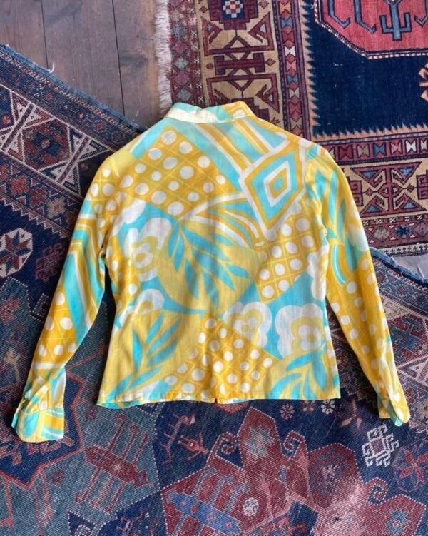 1960s Psychedelic Button Front Gauze Shirt. UK 8-10/Small. - Image 8