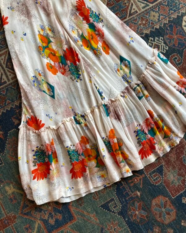 1940s Vintage Handmade Floral Cold Rayon Afternoon Dress. UK 6/XS. - Image 2